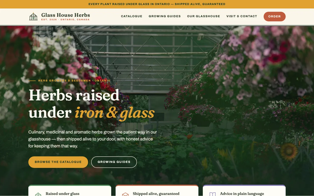 Screenshot of glasshouseherbs.com